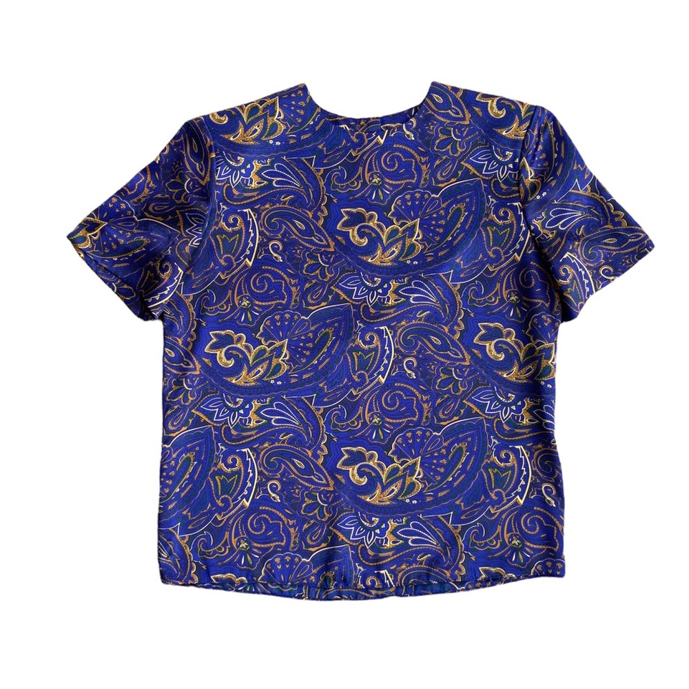 Vintage Kasper for A.S.L. Royal Blue Satin Blouse